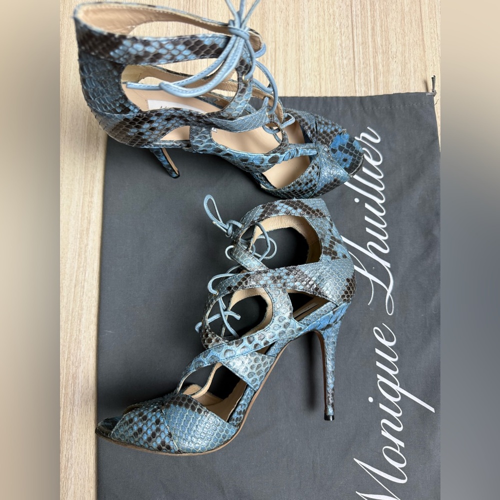 *Rare* Monique Lhuillier - Blue Snakeskin Women's Heels Sz 40.5 (US 9.5)